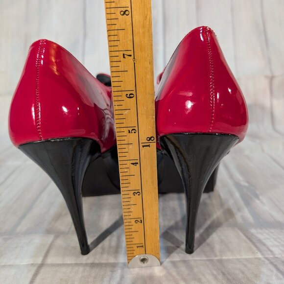 Pleaser Women's Black-Red Seduce-460 Oxford Lace Up Heeled Pump Size 15 - Picture 6 of 11